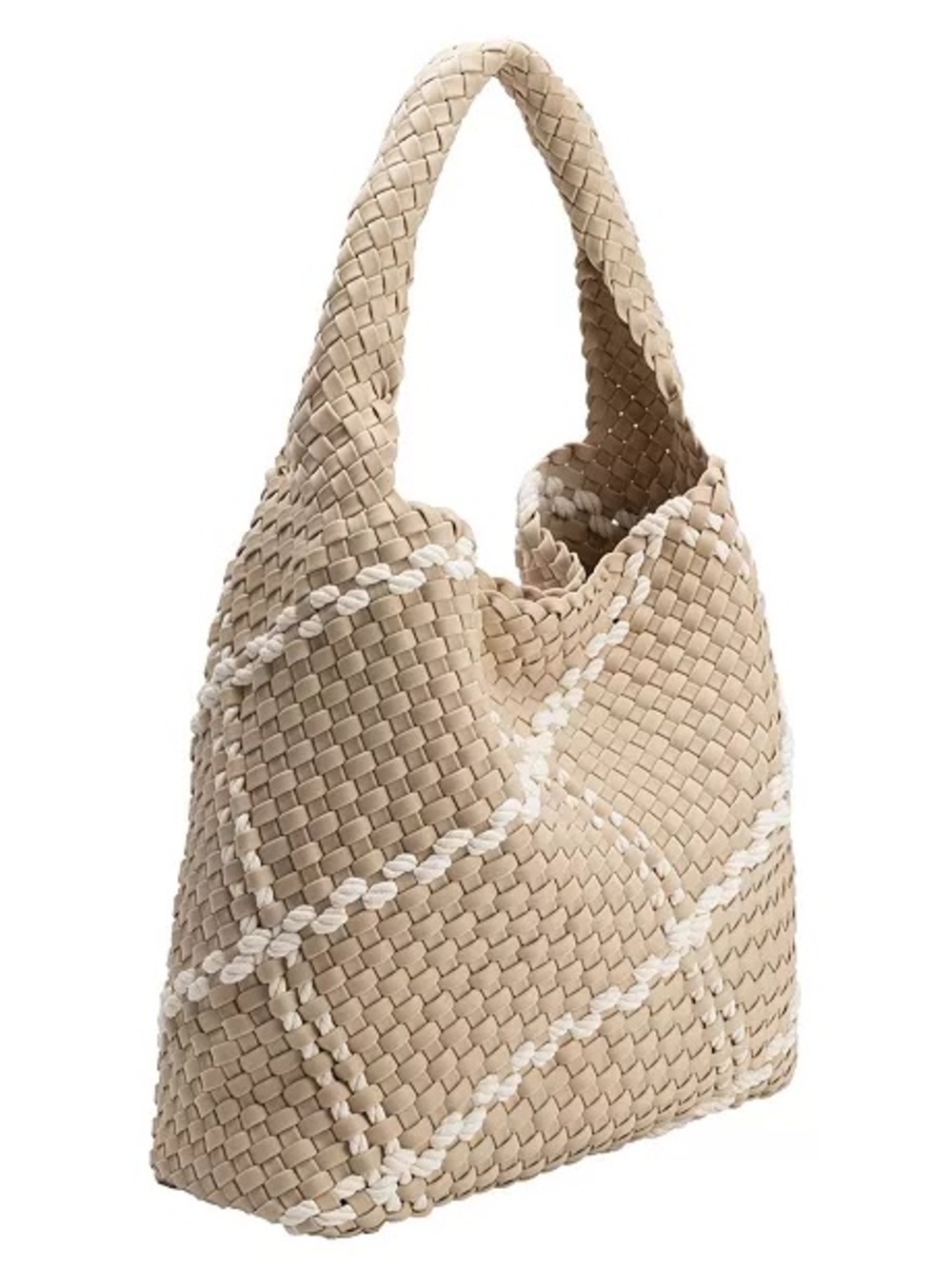 Melie Bianco Johanna Nylon Woven Shoulder Bag Almond